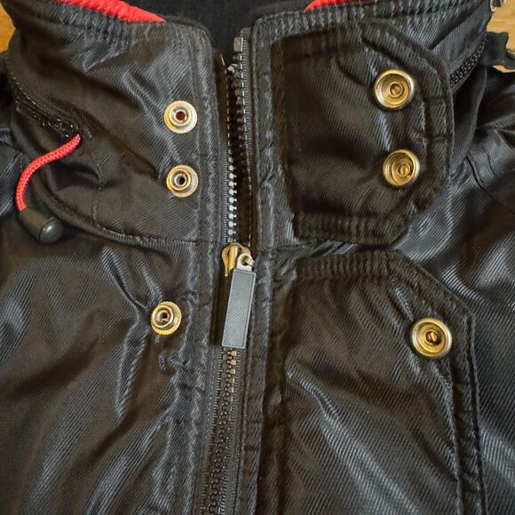 Vintage Marlboro Compass Jacket Mens Large Black Hooded Quilted Winter 90s Parka - Picture 6 of 12